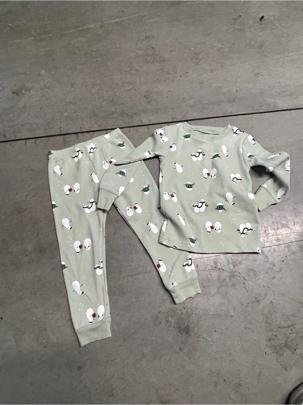 Carter's Sage Green Snowman Print Pajama Set 2T